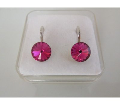 SWAROVSKI dětské náušnice RIVOLI Fuchsia 8mm-Ag925