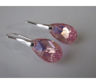 SWAROVSKI náušnice PEAR Light Rose 16mm-Ag925