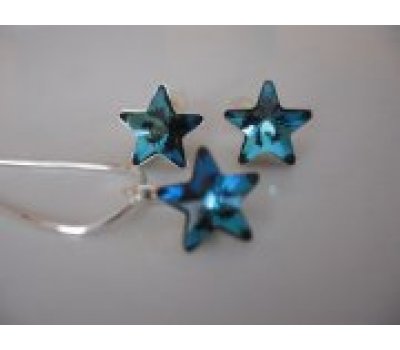 SWAROVSKI souprava STAR Bermuda Blue 10+10mm-Ag925