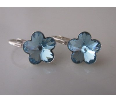 SWAROVSKI náušnice FLOWER Aquamarine 10mm-Ag925